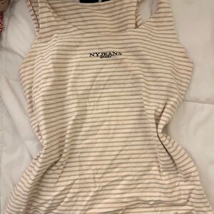 NY Jeans sport tan & white tank top